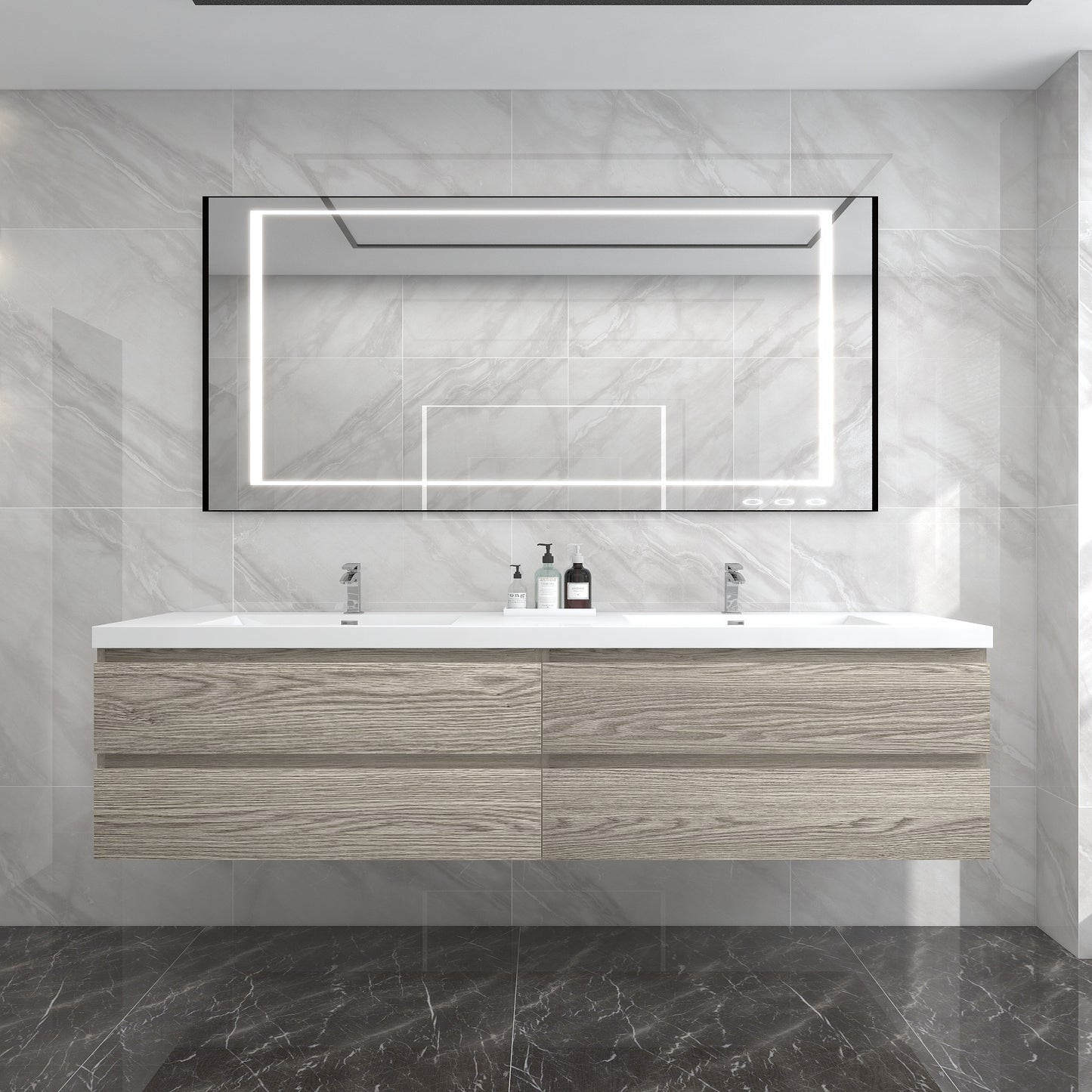 BOW Floating Bathroom Vanity with Reinforced Acrylic Sink 24" - 84"