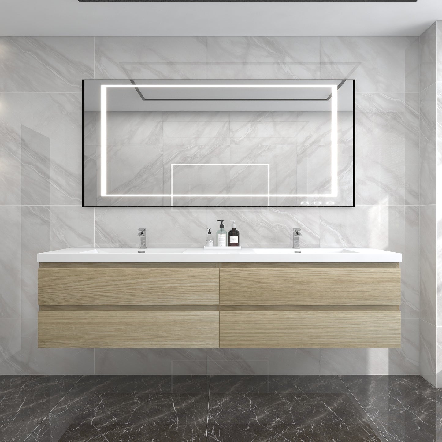 BOW Floating Bathroom Vanity with Reinforced Acrylic Sink 24" - 84"