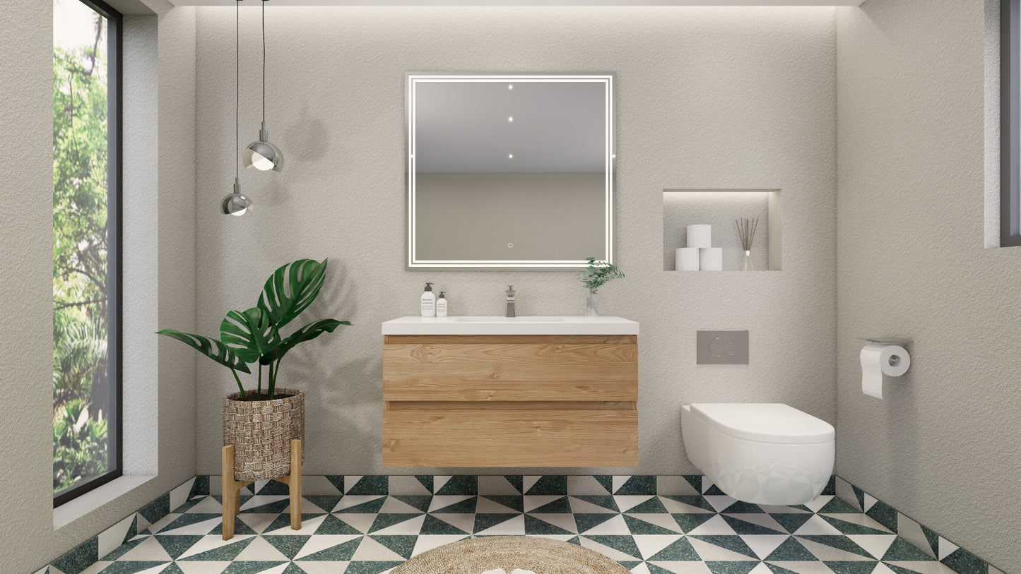 Monterey Floating Bathroom Vanity with Reinforced Acrylic Sink Top 24" - 84"