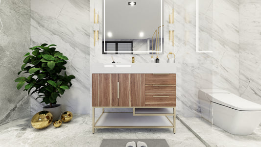 Better Vanity Bethany 24"-48“ Freestanding Bathroom Vanity Reinforced Acrylic Sink Soft Close Doors & Drawers, Fully Assembled