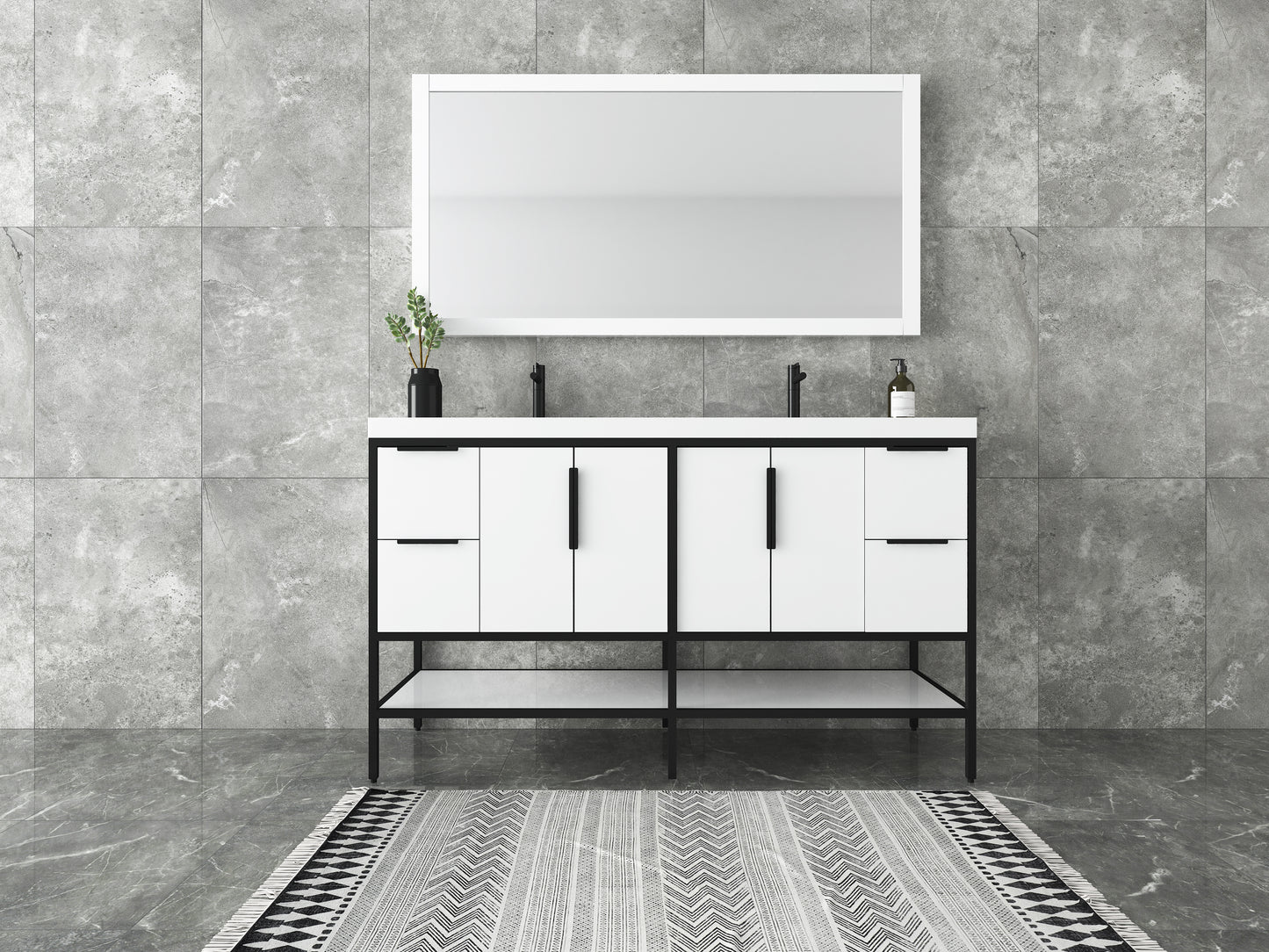 Andrew 60" Single Sink Freestanding Vanity with Reinforced Acrylic Sink